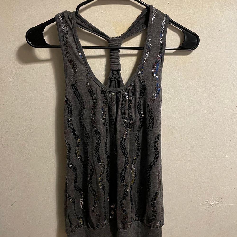 Gray sequin tank top